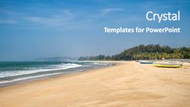  Presentation with fishing boats - Presentation theme having goa coastline - old fishing boats on paradise background and a teal colored foreground