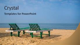  Presentation with chairs - Beautiful presentation design featuring goa coastline - two deck chairs on empty backdrop and a light blue colored foreground