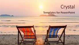  Presentation with goa beach - Beautiful PPT theme featuring goa coastline - two lounge chairs on sunset backdrop and a  colored foreground