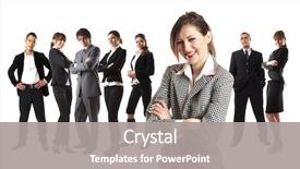 Presentation with young business people - Colorful slide set enhanced with target goal - young attractive business people backdrop and a gray colored foreground