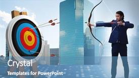  Presentation with goal - Amazing slide set having goal arrows - businessman aiming arrow with bow backdrop and a teal colored foreground