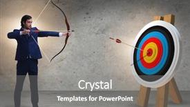  Presentation with goal - Beautiful PPT theme featuring goal arrows - businessman aiming arrow with bow backdrop and a gray colored foreground