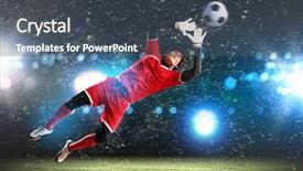  Presentation with goal ball - Cool new PPT theme with goal keeper - goalkeeper catches the ball backdrop and a ocean colored foreground