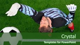  Presentation with goal ball - Theme consisting of goal keeper - overhead photo of a football background and a forest green colored foreground