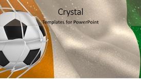  Presentation with soccer net - PPT theme consisting of goal net against ivory background and a coral colored foreground