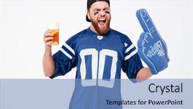  Presentation with blue - Colorful PPT layouts enhanced with goal numbers - image of handsome man fan backdrop and a light blue colored foreground