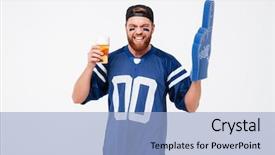  Presentation with blue - Amazing theme having goal numbers - photo of emotional man fan backdrop and a light blue colored foreground