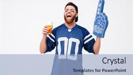  Presentation with isolated paw prints over white - Colorful theme enhanced with goal numbers - picture of emotional man fan backdrop and a light blue colored foreground