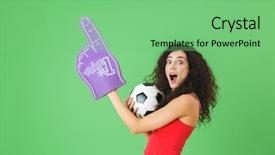  Presentation with number - Presentation theme featuring goal numbers - portrait of brunette woman 20s background and a seafoam green colored foreground