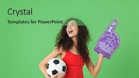  Presentation with goal ball - Amazing presentation theme having goal numbers - portrait of young woman 20s backdrop and a seafoam green colored foreground