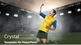  Presentation with team player - Theme with goal-scored-excited-soccer background and a tawny brown colored foreground