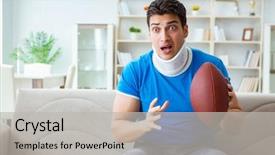  Presentation with american football - PPT theme with goal therapy - man with neck injury watching background and a  colored foreground