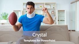  Presentation with american football - Slide set enhanced with goal therapy - man with neck injury watching background and a  colored foreground