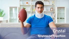  Presentation with american football - Colorful PPT theme enhanced with goal therapy - man with neck injury watching backdrop and a ocean colored foreground
