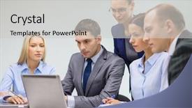  Presentation with team discussion - Audience pleasing PPT layouts consisting of goal video - business technology and office concept backdrop and a  colored foreground