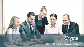  Presentation with team discussion - Amazing PPT layouts having goal video - business technology and office concept backdrop and a ocean colored foreground