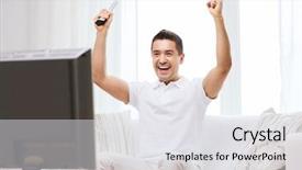  Presentation with supporting - Presentation with goal video - sports happiness and people concept background and a white colored foreground