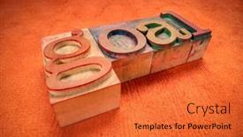  Presentation with personal development - PPT theme enhanced with goal-word-in-vintage-letterpress background and a red colored foreground