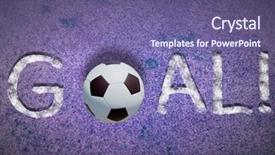  Presentation with goal ball - PPT theme enhanced with goal word on soccer field background and a violet colored foreground