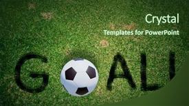  Presentation with goal ball - Colorful PPT theme enhanced with goal word on soccer field backdrop and a tawny brown colored foreground