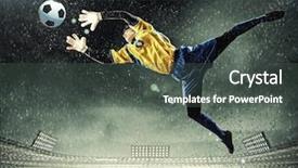  Presentation with spotlight - Beautiful PPT theme featuring goalie - goalkeeper catches the ball backdrop and a dark gray colored foreground