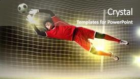  Presentation with golden ball gown - Audience pleasing slide deck consisting of goalie - goalkeeper catches the ball backdrop and a gray colored foreground