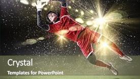  Presentation with 8 ball billiards - Slide deck having goalie - goalkeeper catches the ball background and a  colored foreground