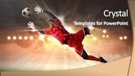  Presentation with spotlight - Presentation design having goalie - goalkeeper catches the ball background and a tawny brown colored foreground