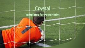  Presentation with fall - Colorful presentation enhanced with goalie - goalkeeper catching a ball backdrop and a tawny brown colored foreground