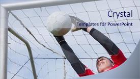  Presentation with save - Cool new PPT theme with goalie - goalkeeper in red jumping up backdrop and a lemonade colored foreground