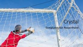  Presentation with save - Cool new PPT theme with goalie - goalkeeper in red making backdrop and a light blue colored foreground