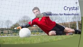  Presentation with goal - Colorful PPT layouts enhanced with goalie - goalkeeper in red saving backdrop and a sky blue colored foreground