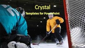  Presentation with ice hockey in canada - Beautiful slide set featuring goalie - ice hockey goalkeeper player backdrop and a wine colored foreground