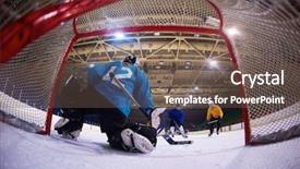  Presentation with ice hockey - Presentation design consisting of goalie - ice hockey goalkeeper player background and a tawny brown colored foreground