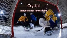  Presentation with ice hockey - Slide set featuring goalie - ice hockey goalkeeper player background and a wine colored foreground