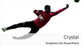  Presentation with goalie - Presentation theme enhanced with goalie - one caucasian soccer player goalkeeper background and a white colored foreground