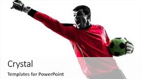  Presentation with goalie - Audience pleasing presentation design consisting of goalie - one caucasian soccer player goalkeeper backdrop and a white colored foreground