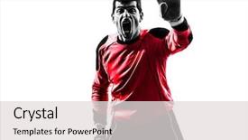  Presentation with goalie - Theme with goalie - one caucasian soccer player goalkeeper background and a light gray colored foreground