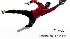  Presentation with goalie - PPT layouts consisting of goalie - one soccer player goalkeeper man background and a white colored foreground