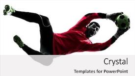  Presentation with goalie - Presentation enhanced with goalie - one soccer player goalkeeper man background and a white colored foreground