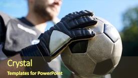  Presentation with goal ball - PPT theme featuring goalie - sport and people - close background and a tawny brown colored foreground