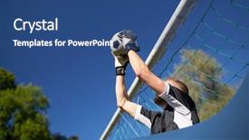  Presentation with goal ball - Colorful slide deck enhanced with goalie - sport and people - soccer backdrop and a ocean colored foreground