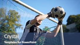  Presentation with goal ball - Colorful PPT layouts enhanced with goalie - sport and people - soccer backdrop and a ocean colored foreground