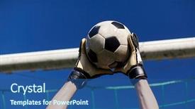  Presentation with goal ball - Beautiful presentation theme featuring goalie - sport and people - soccer backdrop and a ocean colored foreground