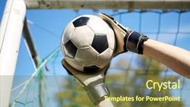  Presentation with goal ball - Colorful presentation theme enhanced with goalie - sport and people - soccer backdrop and a tawny brown colored foreground