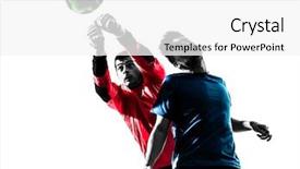  Presentation with goalie - Beautiful PPT layouts featuring goalie - two caucasian soccer player goalkeeper backdrop and a white colored foreground