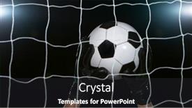  Presentation with soccer - Slide deck enhanced with goalkeeper-catches-soccer-ball-close background and a dark gray colored foreground
