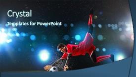  Presentation with spotlight - Presentation theme with goalkeeper-catches-the-ball background and a navy blue colored foreground