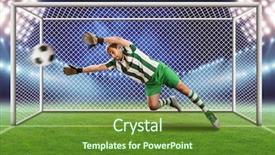  Presentation with football field - Cool new presentation theme with goalkeeper catching the ball backdrop and a tawny brown colored foreground