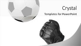  Presentation with soccer - Theme featuring goalkeeper hands and soccer ball background and a white colored foreground
